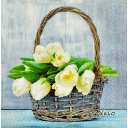 Serwetka decoupage seria TETEaTETE kosz tulipanów 33x33cm